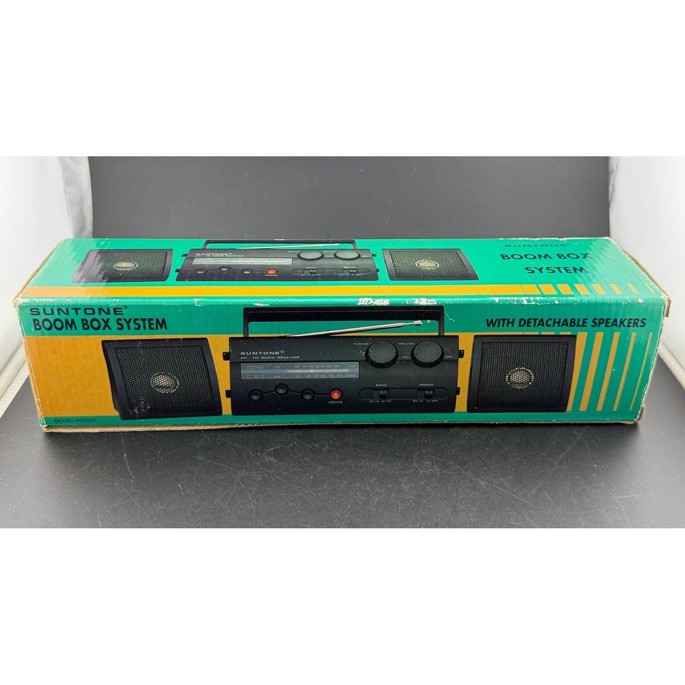 Vintage Suntone RR3000 Boom Box System-AM/FM Radio Detachable Speakers 1996, NIB